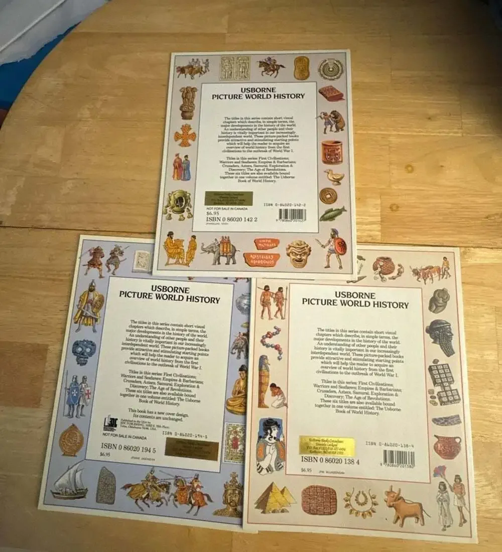 Set of 3 Usborne Picture World History Books: First Civilisations, Empires & Bar